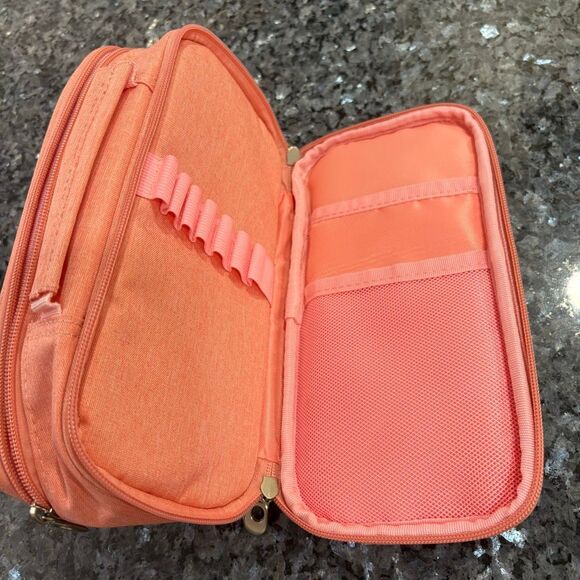 Child Puff Coral Pink Zipper Organizer Case with Handle - Picture 7 of 7